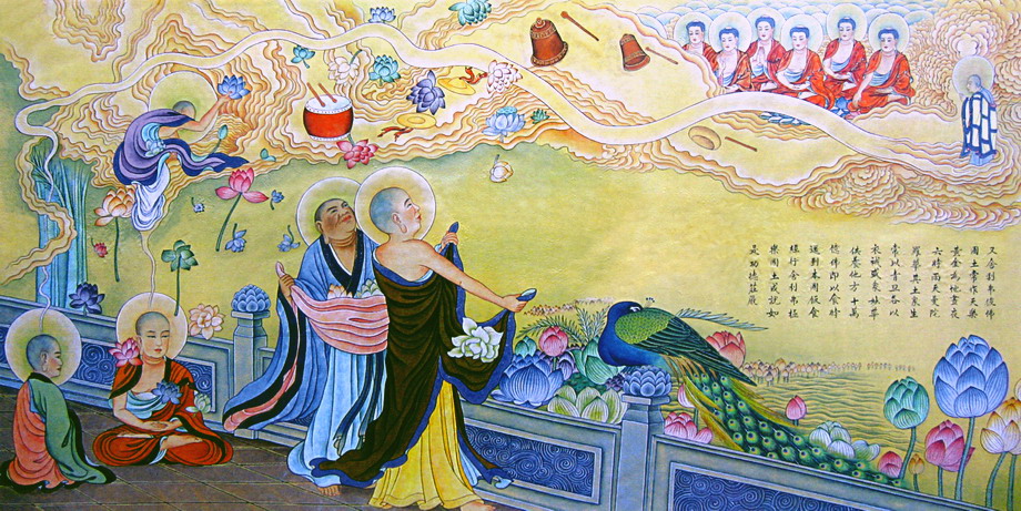 佛说阿弥陀经图解:天雨曼陀罗华 佛说阿弥陀经图解:天雨曼陀罗华